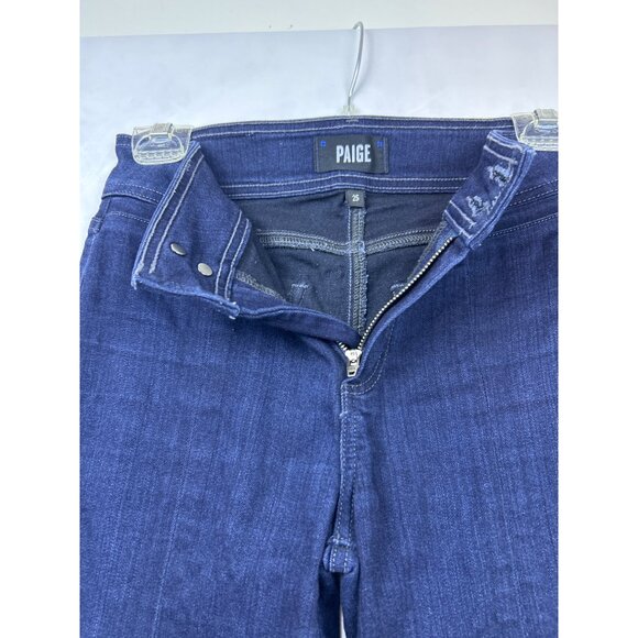 Paige Claudine Women's 25 Bootcut Dark Wash Cropped Jeans Stretch Front Slit - Picture 7 of 12